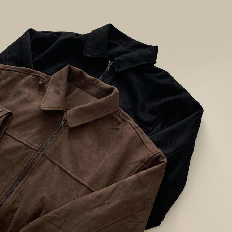 하나쯤은 있어야할 필수템오브제 스웨이드 카라 밴딩 크롭 자켓 점퍼