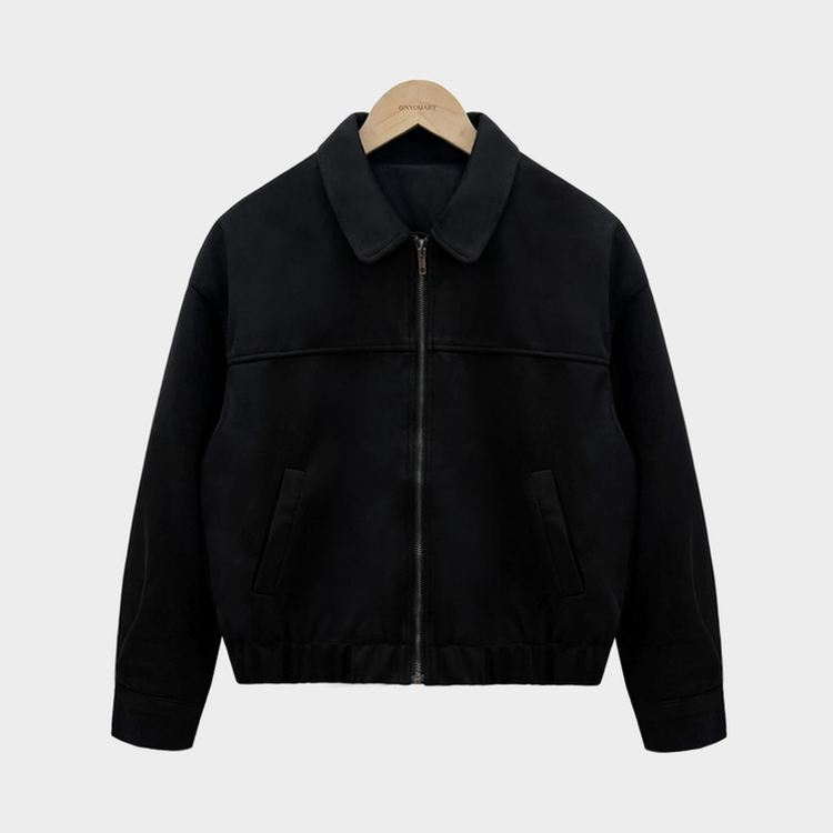 하나쯤은 있어야할 필수템오브제 스웨이드 카라 밴딩 크롭 자켓 점퍼