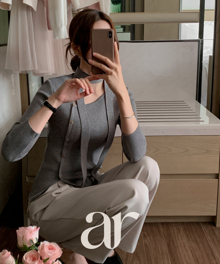 ヘイズ タイセット アシンメトリーネック サイドボタン