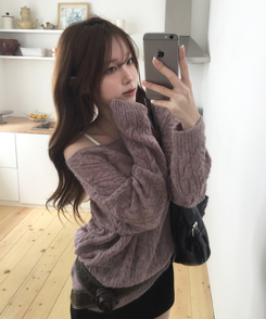 アルパカワンオフニット(5color) PURPLE