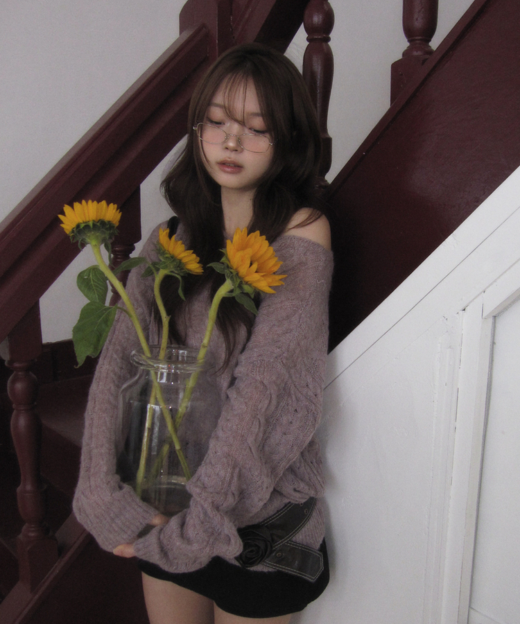 アルパカワンオフニット(5color) PURPLE