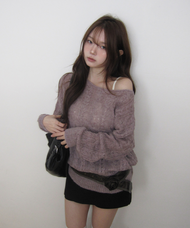 アルパカワンオフニット(5color) PURPLE