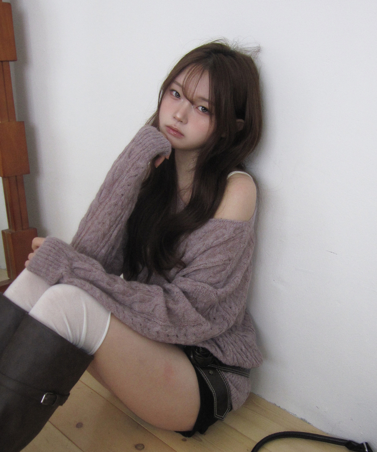 アルパカワンオフニット(5color) PURPLE