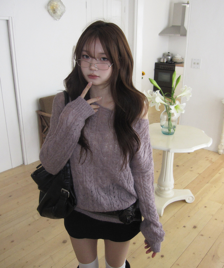 アルパカワンオフニット(5color) PURPLE