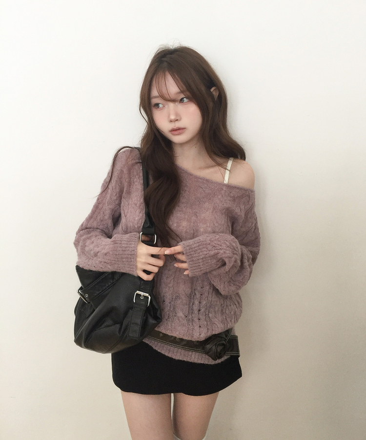 アルパカワンオフニット(5color) PURPLE