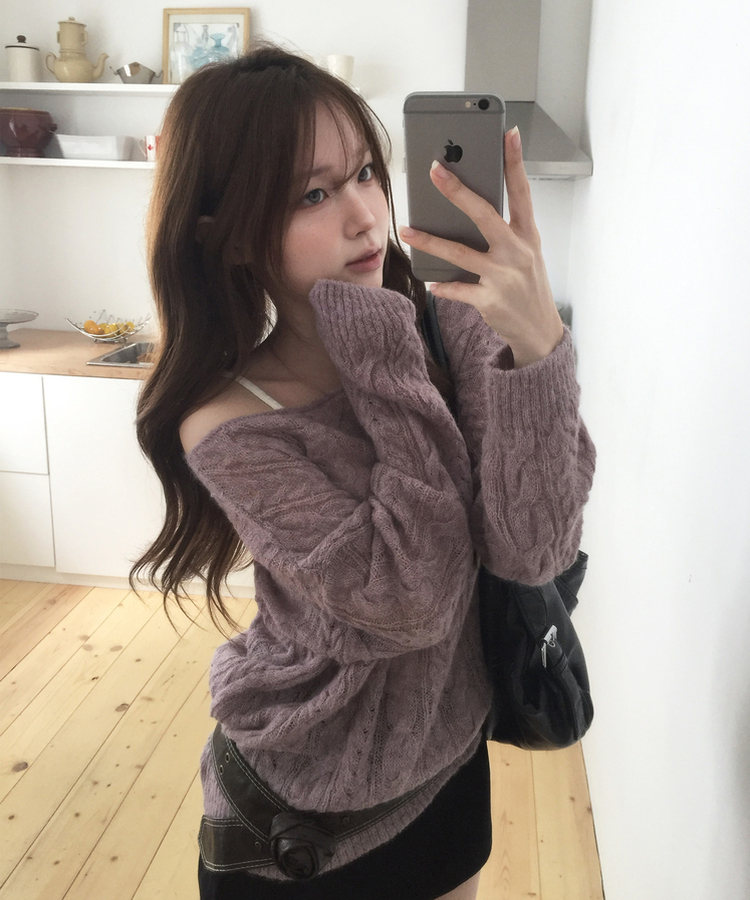 アルパカワンオフニット(5color) PURPLE