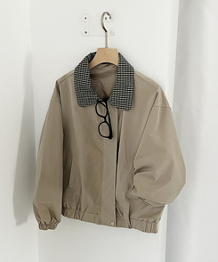 チェックバイカラーブルゾンジャケット