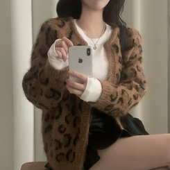 アンゴラレオパードニットカーディガン｜カーディガン｜韓国