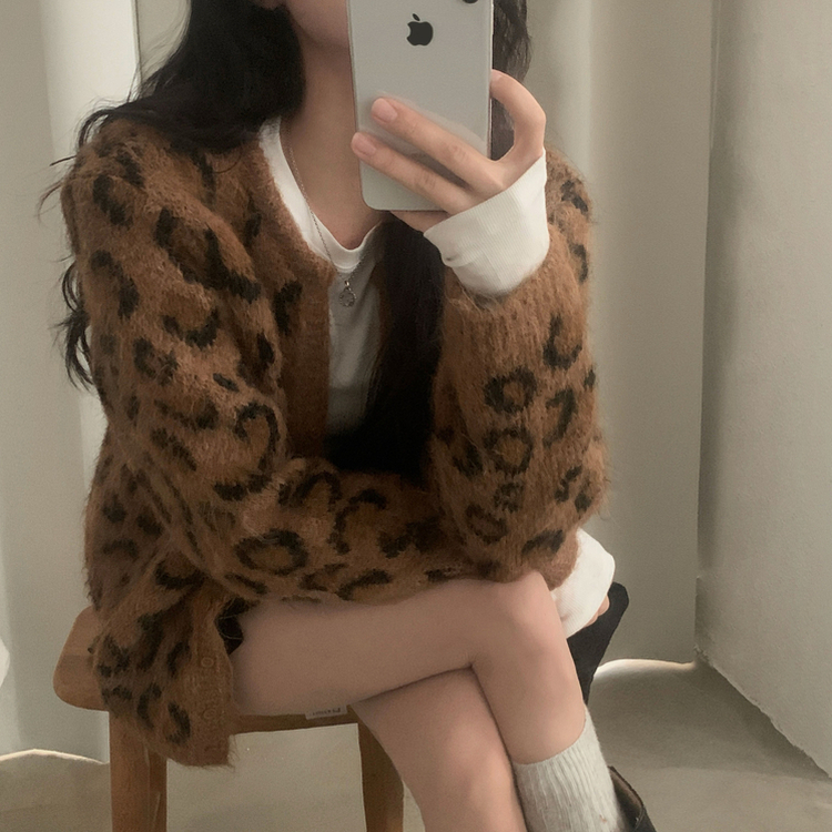 アンゴラレオパードニットカーディガン｜カーディガン｜韓国