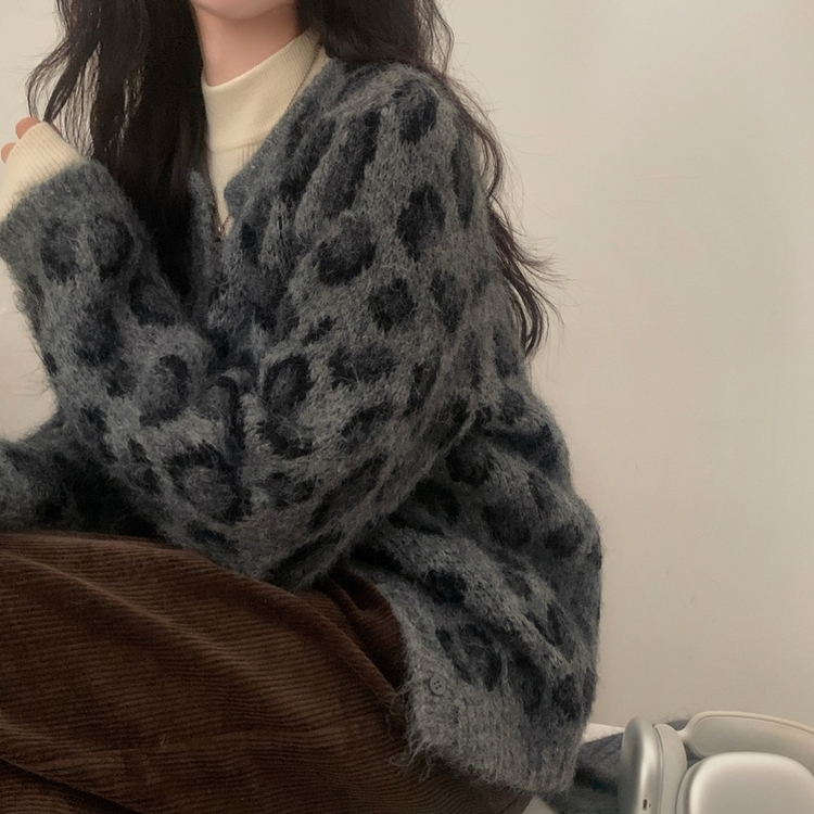 アンゴラレオパードニットカーディガン｜カーディガン｜韓国