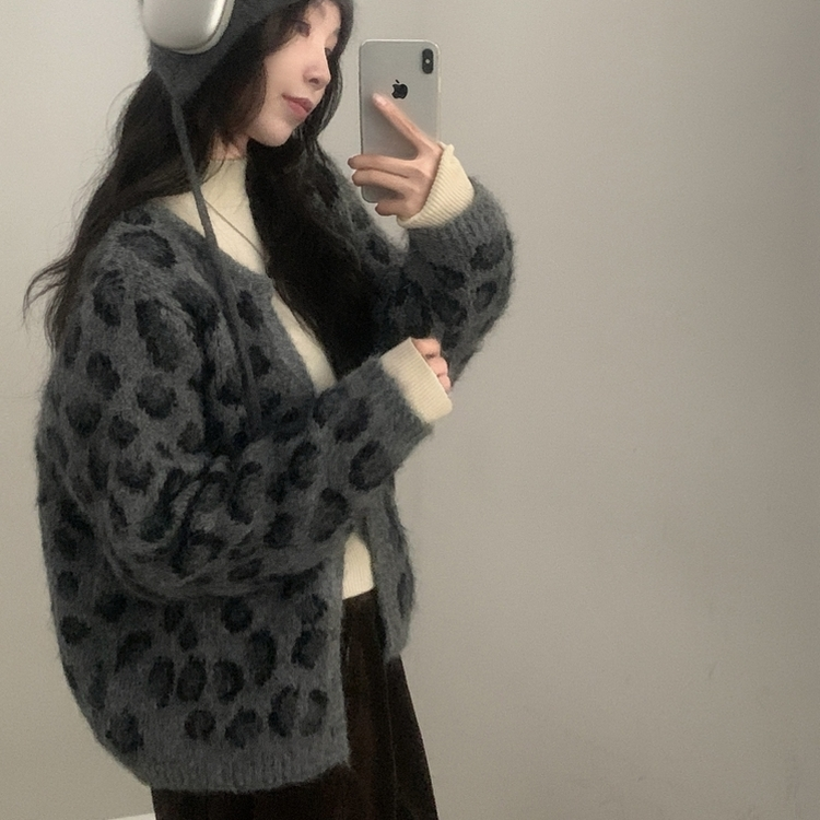 アンゴラレオパードニットカーディガン｜カーディガン｜韓国