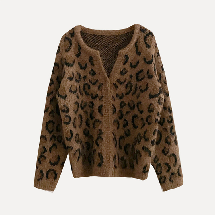 アンゴラレオパードニットカーディガン｜カーディガン｜韓国