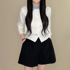 カラーレイヤード風ニットカーディガン WHITE