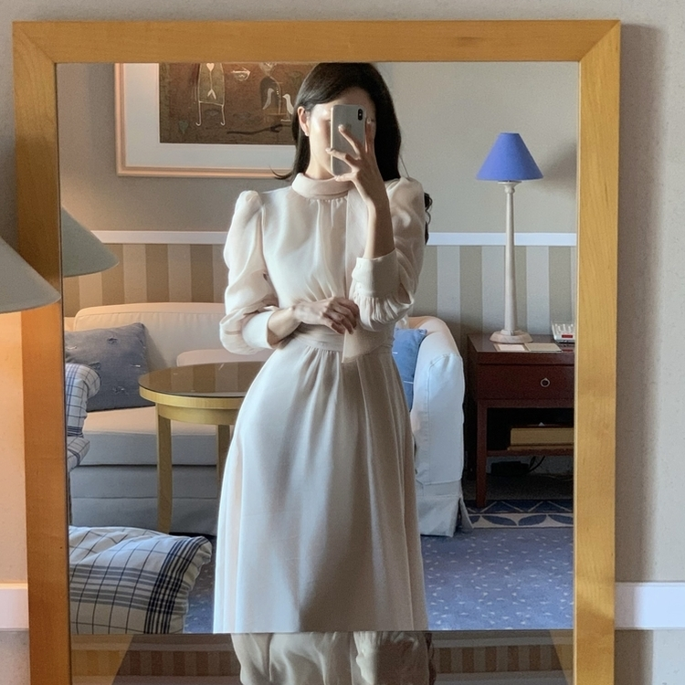 ホルターシフォンシャーリングロングワンピース BEIGE