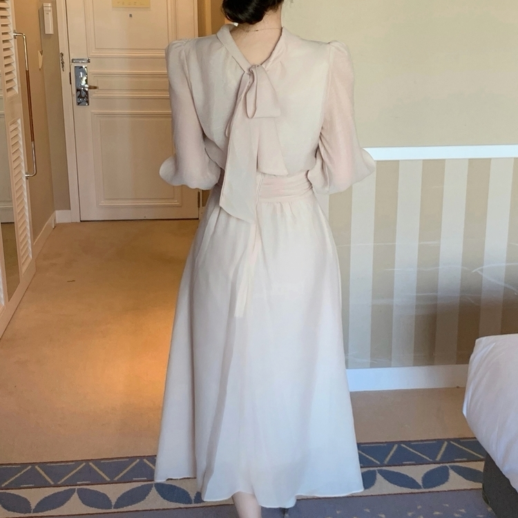 ホルターシフォンシャーリングロングワンピース BEIGE