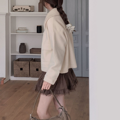 귀여움 조절가능,카라 2가지 스타일링 루즈핏 숏코트 자켓 베이지