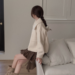 귀여움 조절가능,카라 2가지 스타일링 루즈핏 숏코트 자켓 베이지