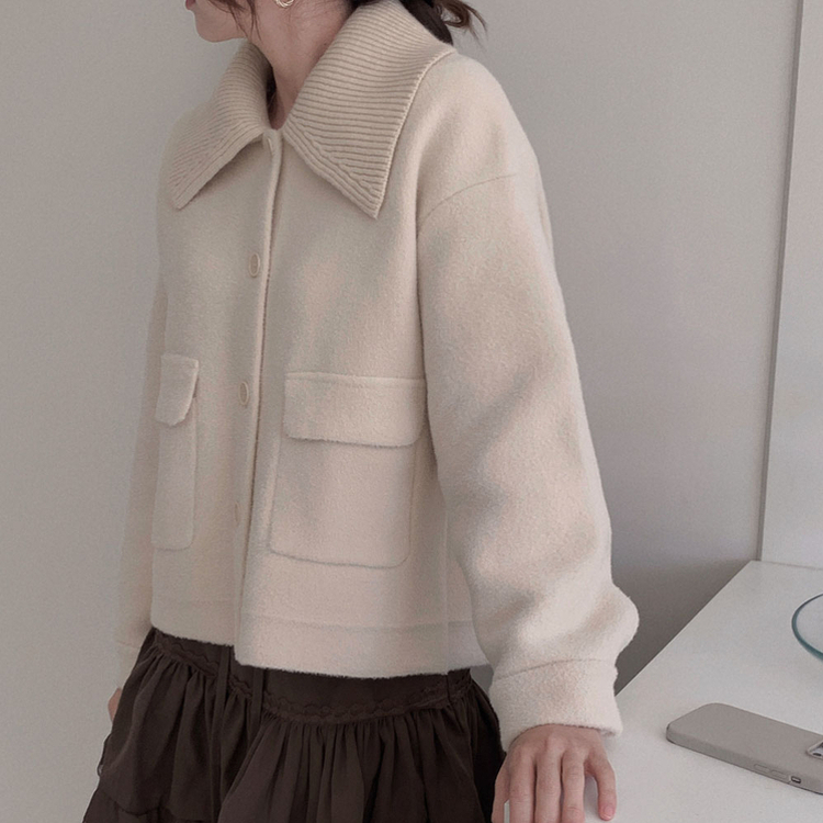 귀여움 조절가능,카라 2가지 스타일링 루즈핏 숏코트 자켓 베이지