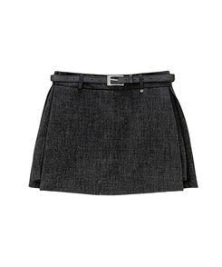 【ベルト付き】モダンスリットミニパンツスカート