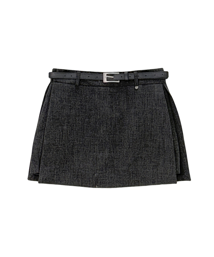 【ベルト付き】モダンスリットミニパンツスカート