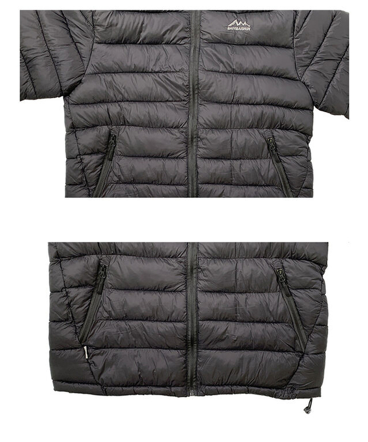 軽量ストリングフードダウンジャンパー