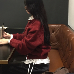 リボンフリルハイネックブラウス IVORY