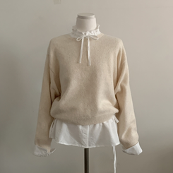 リボンフリルハイネックブラウス