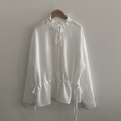 リボンフリルハイネックブラウス