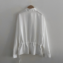 リボンフリルハイネックブラウス