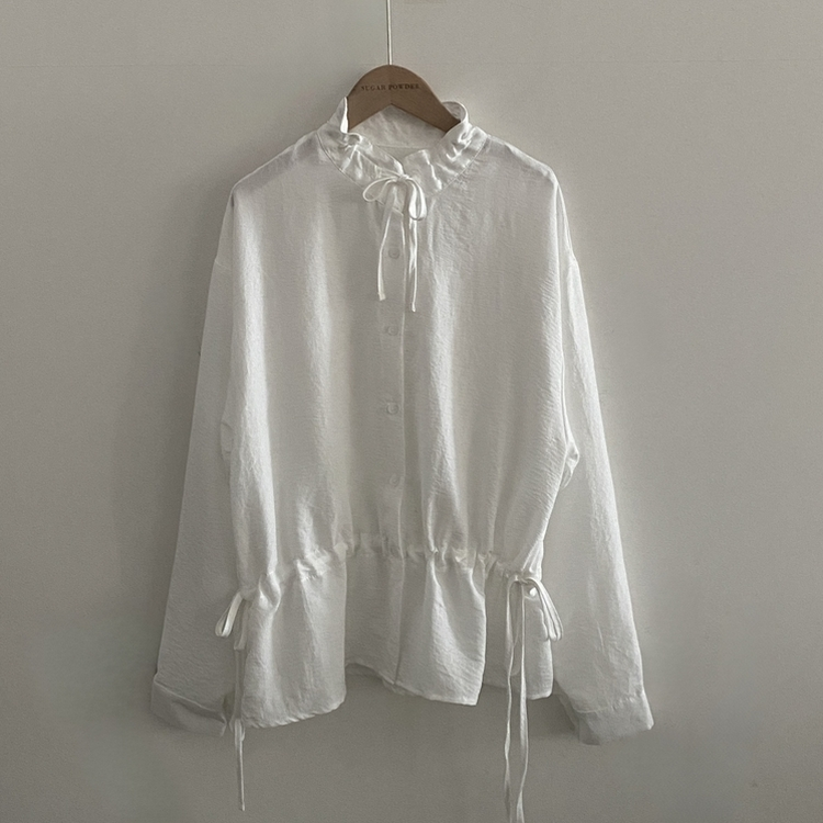 リボンフリルハイネックブラウス