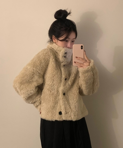 ハイネックボアショートコートジャケット LIGHT BEIGE