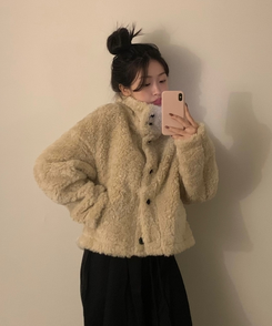 ハイネックボアショートコートジャケット LIGHT BEIGE