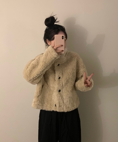 ハイネックボアショートコートジャケット LIGHT BEIGE