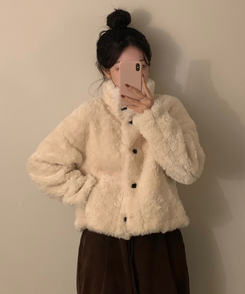 ハイネックボアショートコートジャケット IVORY