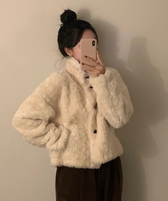 ハイネックボアショートコートジャケット IVORY