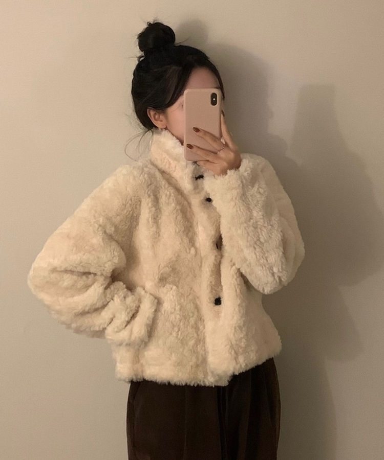 ハイネックボアショートコートジャケット IVORY