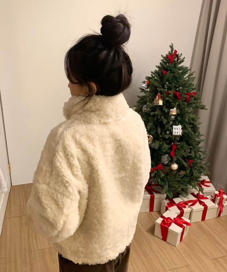 ハイネックボアショートコートジャケット IVORY