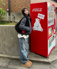 チェックダウン NAVY