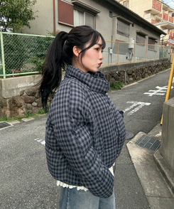 チェックダウン NAVY