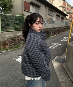 チェックダウン NAVY