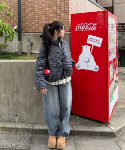 チェックダウン NAVY