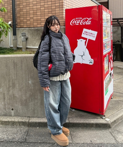 チェックダウン NAVY