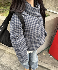 チェックダウン NAVY