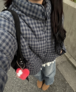 チェックダウン NAVY