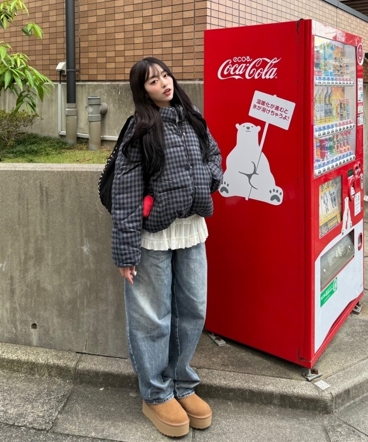 チェックダウン NAVY