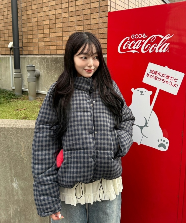 チェックダウン NAVY