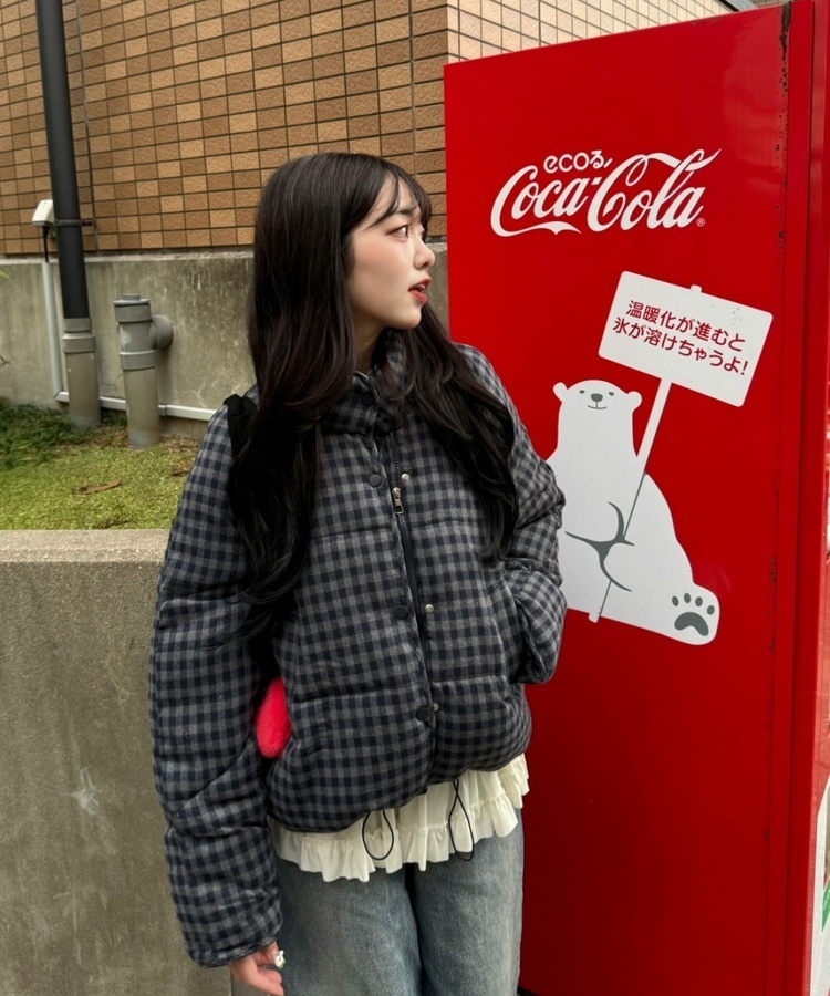 チェックダウン NAVY