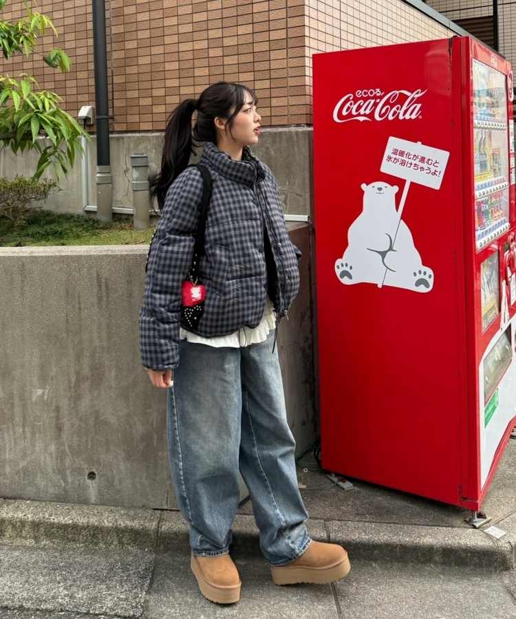 チェックダウン NAVY