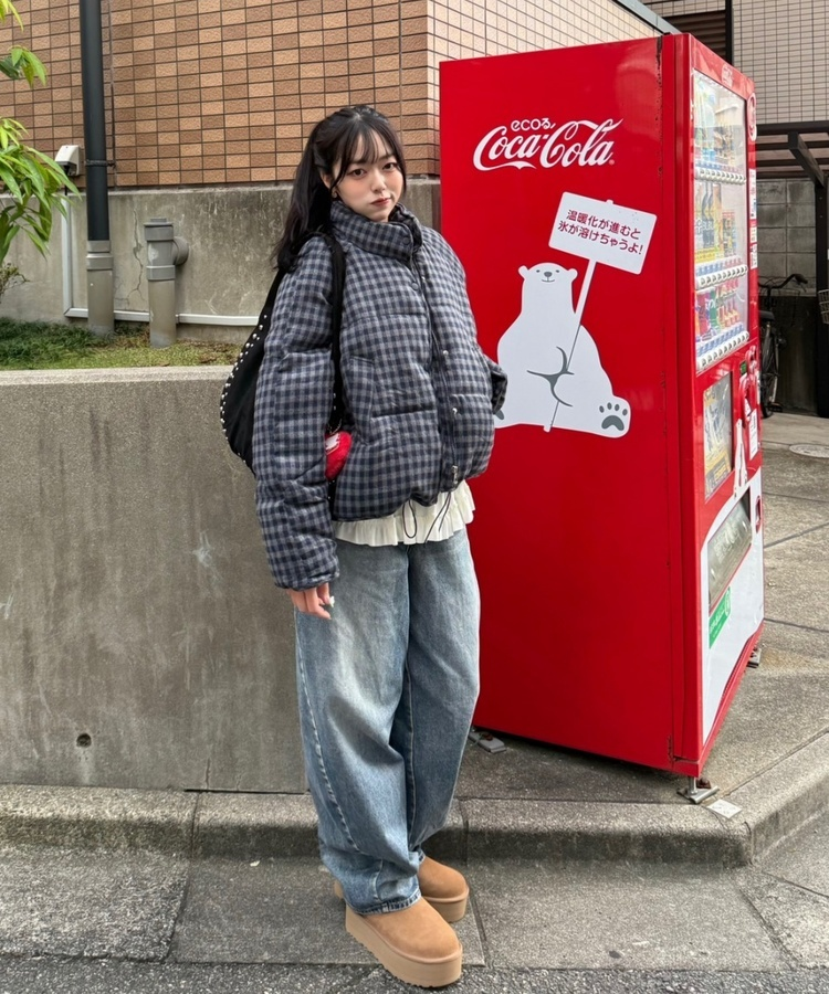 チェックダウン NAVY