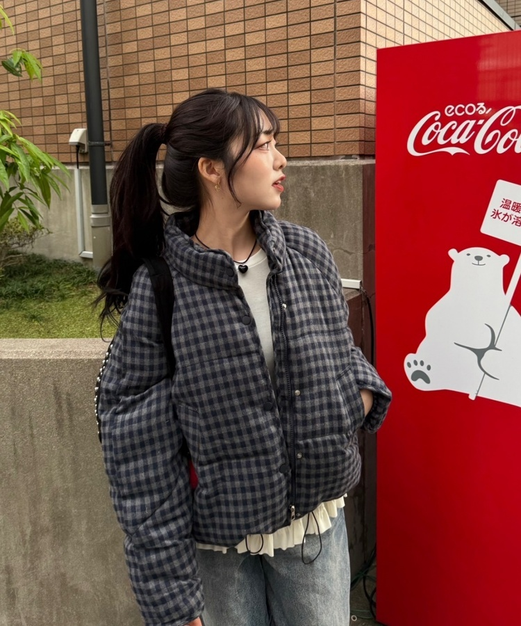 チェックダウン NAVY